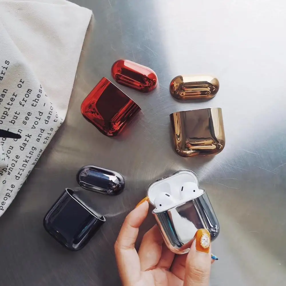

Electroplated Hard Shell Earphone Case For Airpods Protective Cover For Airpod Shockproof Earpbud bag Charging Box For Apple TWS
