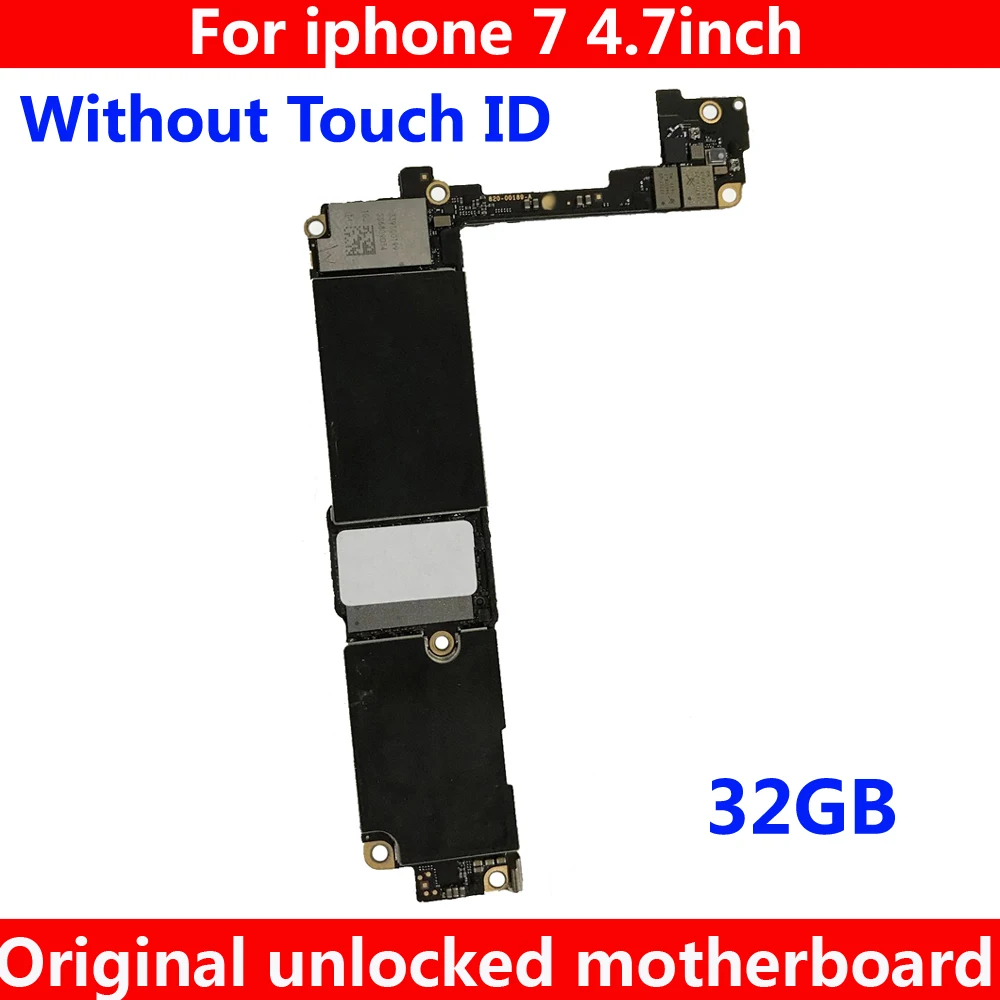 

100% Original unlocked for iphone 7 Motherboard without Touch ID,for iphone 7 Mainboard with Chips 32gb free iCloud IOS system