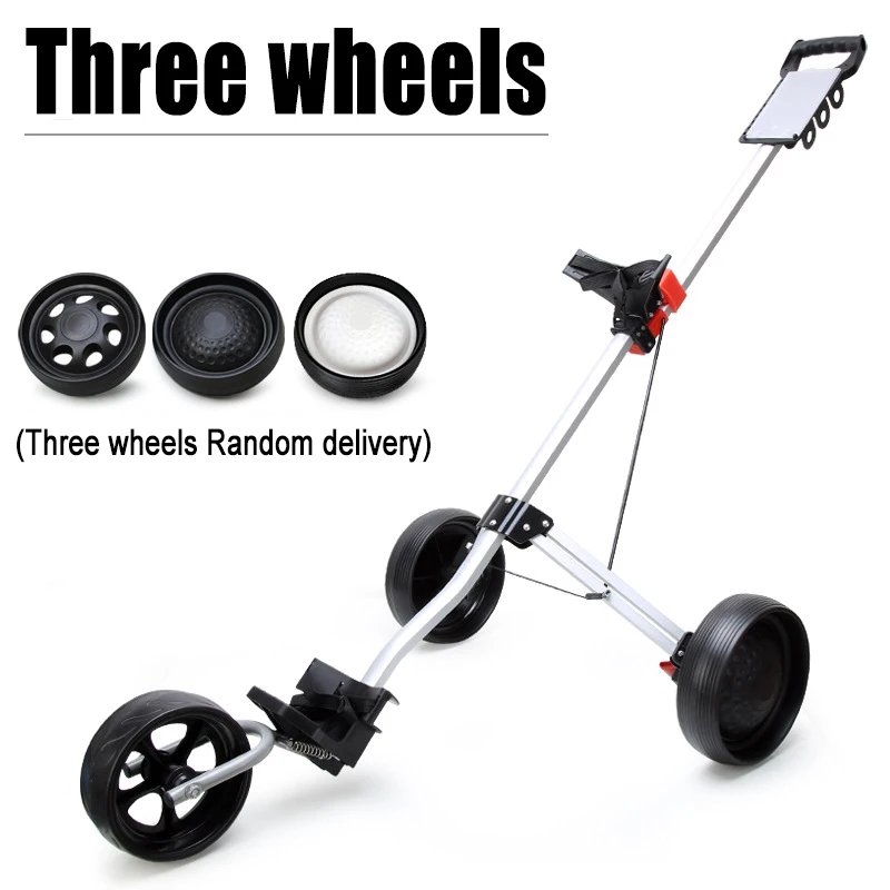 PGM Golf Trolley Cart with Brake Golf Cart 3-wheels Push Pull Cart, Aluminium Alloy Foldable Trolley Accessories