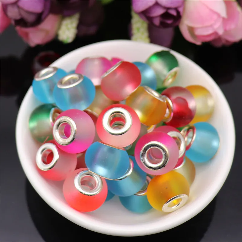 

10Pcs Mix Color Matte Surface Crystal Glass Murano Spacer Beads Fit for Pandora Charm Bracelet Necklaces for DIY Jewelry Making