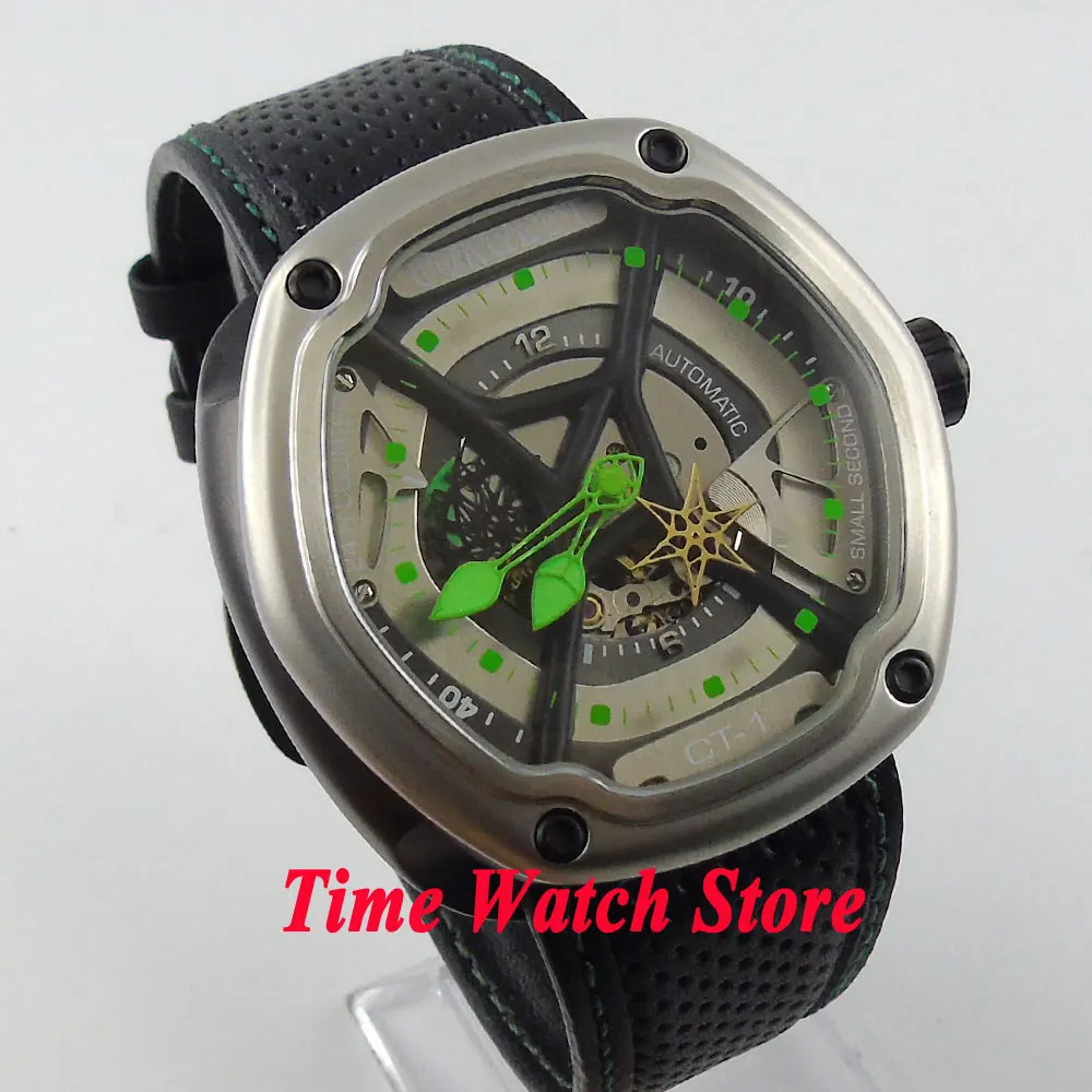 

Luxury 46mm Corgeut Hexagon case luminous green marks 5ATM MIYOTA 82s7 Automatic Men's watch men wristwatch cor54