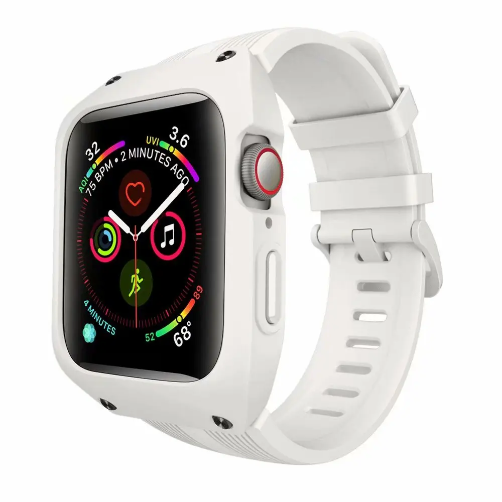 Ремешок для Apple Watch Band 44 мм чехол для Iwatch 5 4 3 2 42 мм 40 мм 38 мм силиконовый сменный наручный браслет защитный чехол - Цвет ремешка: Белый