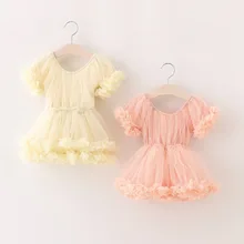 Летнее платье для маленьких девочек для девочек лепесток цветка розы подол ; одежда для детей 5 шт./партия, детское платье-пачка принцессы; праздничное платье