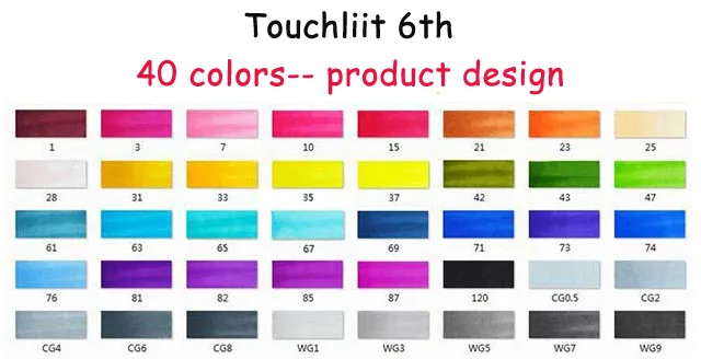 40 product design Touchliit спиртовые двойные художественные маркеры аниме архитектура 30 40 60 80 цветов ландшафтный дизайн интерьера профессиональные маркеры графические ручки для рисования - Цвет: 40 product design