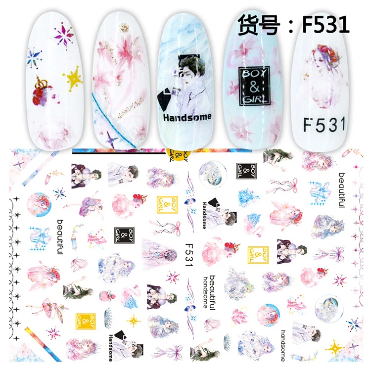 Космическая икона дизайн новейший F532 стикер для ногтей 3d японский стиль наклейка для ногтей задний клей инструменты для украшения ногтей DIY обертывания
