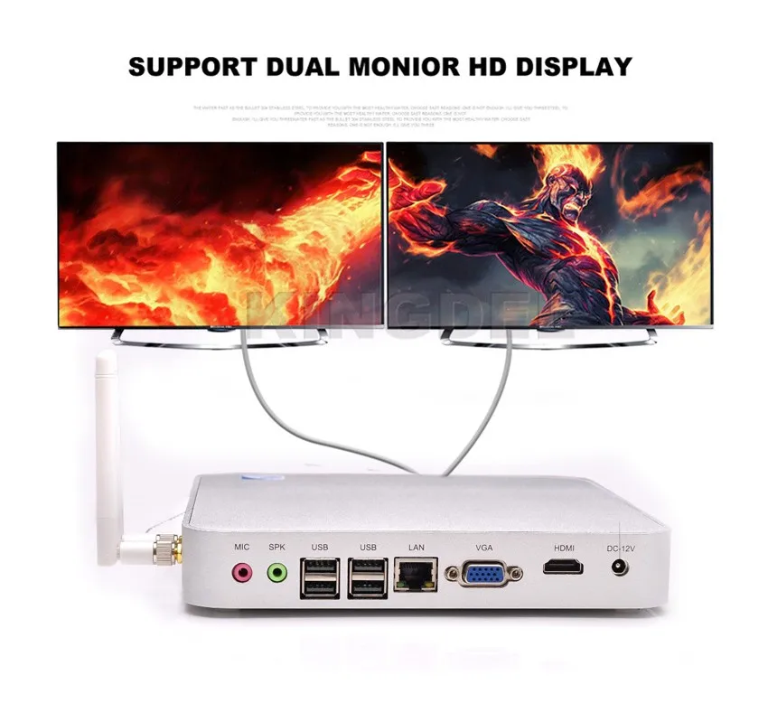 Дешевый безвентиляторный мини ПК x86 wifi Barebone Net компьютер с Intel Celeron 1037U двухъядерный 1,8 ГГц HD 2 Гб ram HTPC