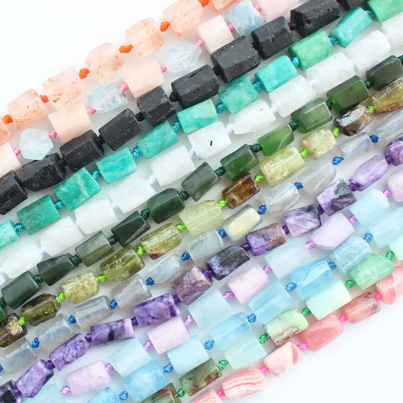 

Natural Crystal Charoite Aquamarines Labradorite Rhodochrosite Tourmaline Kunizite,5-10mm Irregular Column beads , DIY Jewelry !