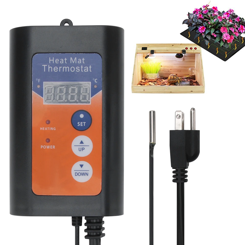 

1000W 120V Digital Temperature Controller Heat Mat Thermostat for Indoor Plant Seed Growing Pet Heating Warm Pad EU US Plug