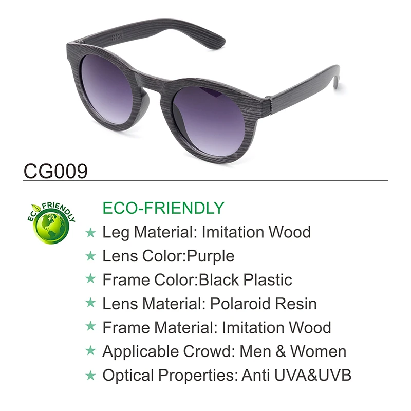 BOBO BIRD CG009 ручной работы фиолетовые черные имитативные Деревянные Солнцезащитные очки женские пляжные очки модные повседневные женские Oculos дропшиппинг