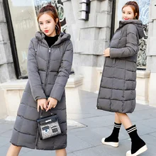 2018 nueva chaqueta de invierno mujeres más tamaño 6XL Parkas espesar abrigo abrigos con capucha larga hembra Slim algodón acolchado tops básicos z5483