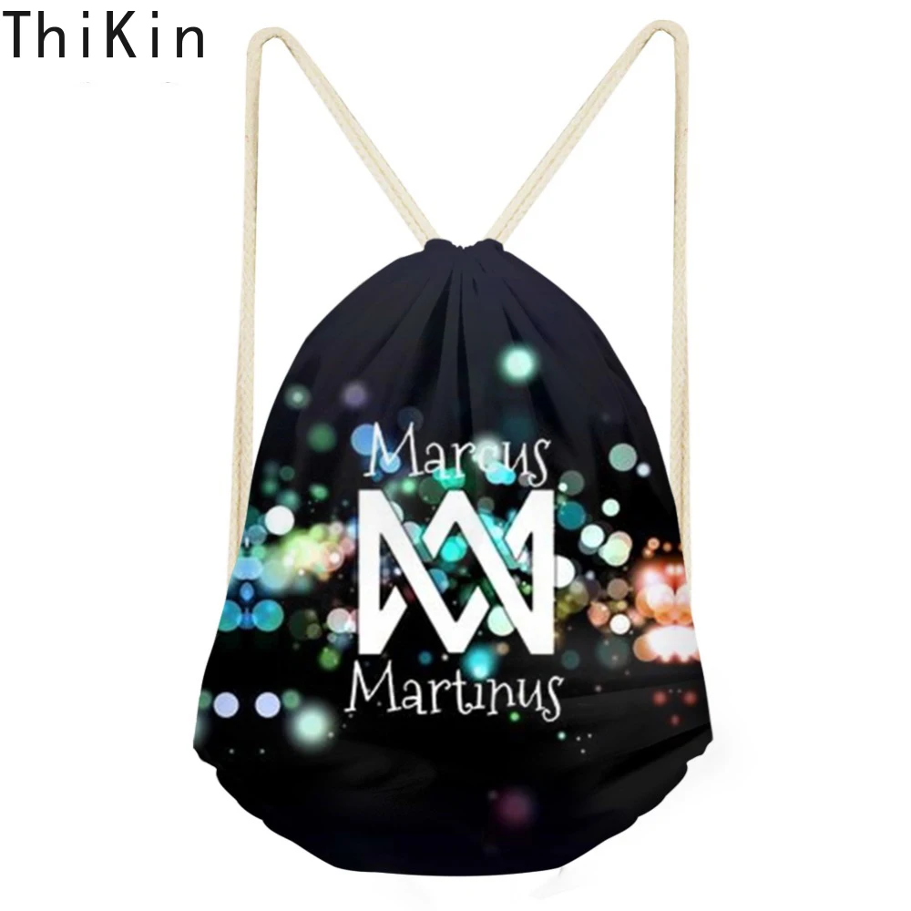 

ThiKin Hip Hop Fans Drawstring Bag Marcus and Martinus Logo Women Backpack Custom Fashion Storage Bag Girls Mochila DropShipping