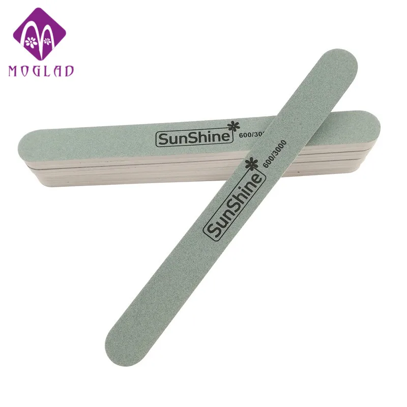 

5pcs/lot sunshine sponge sanding nail file salon sandpaper nail buffer file Slim Crescent Grit 600/3000 for nail polish