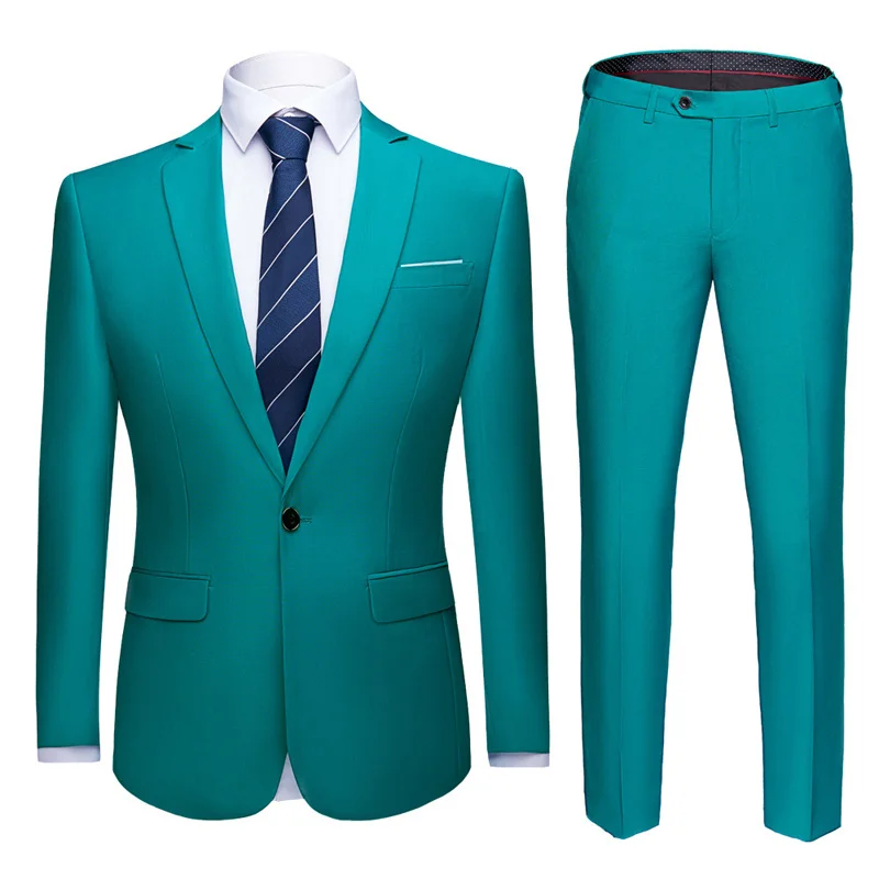

Blue 2 Piece Men's Elegant Groomsmen Groom Jacket Men Suit Wedding Prom Suits for Men Business Dress Suit Male Costume Homme 6XL