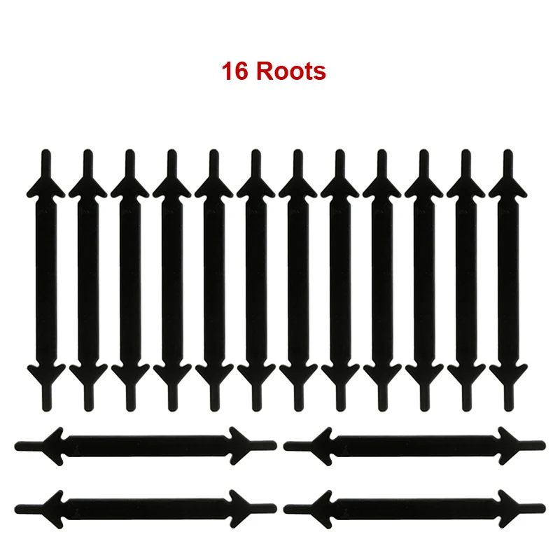 Новинка, 1 комплект(16 шт.) шнурки для ленивых шнурков, шнурки с пряжкой, плоские квадратные головы, браслет, парусиновая спортивная обувь для отдыха, силиконовая эластичная обувь - Цвет: 1 Black