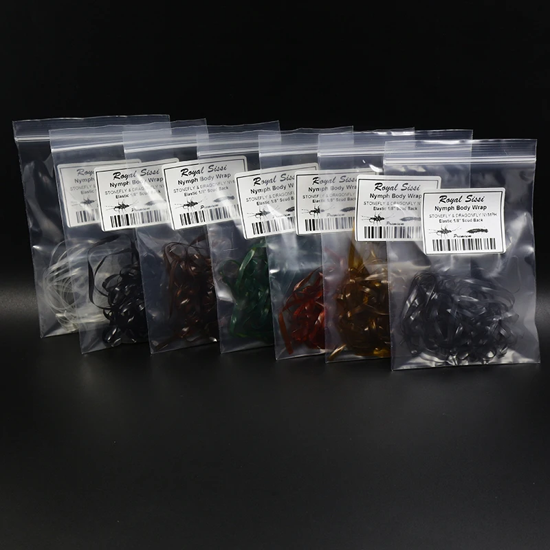 7 цветов/набор nymph body wrap 1/8 ''эластичный и гибкий чехол для спины/синтетический материал для завязывания мушек для тонкой кожи stonefly& стрекозы nymph