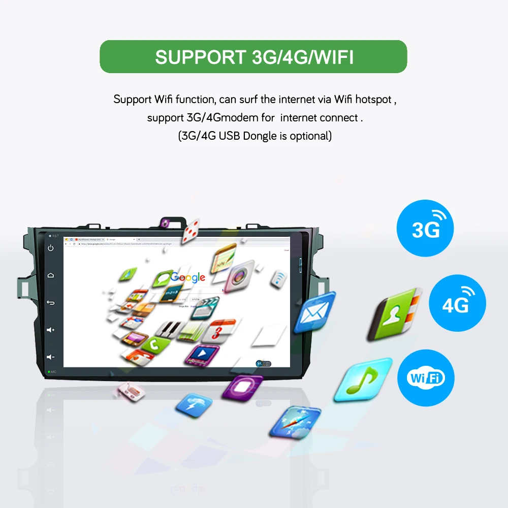 Cheap Bonroad Android Car Multimedia Video Player For Corolla Car Video DVD Player  Rds GPS Navigation bluetooth  RAM 4G ROM 64G 12