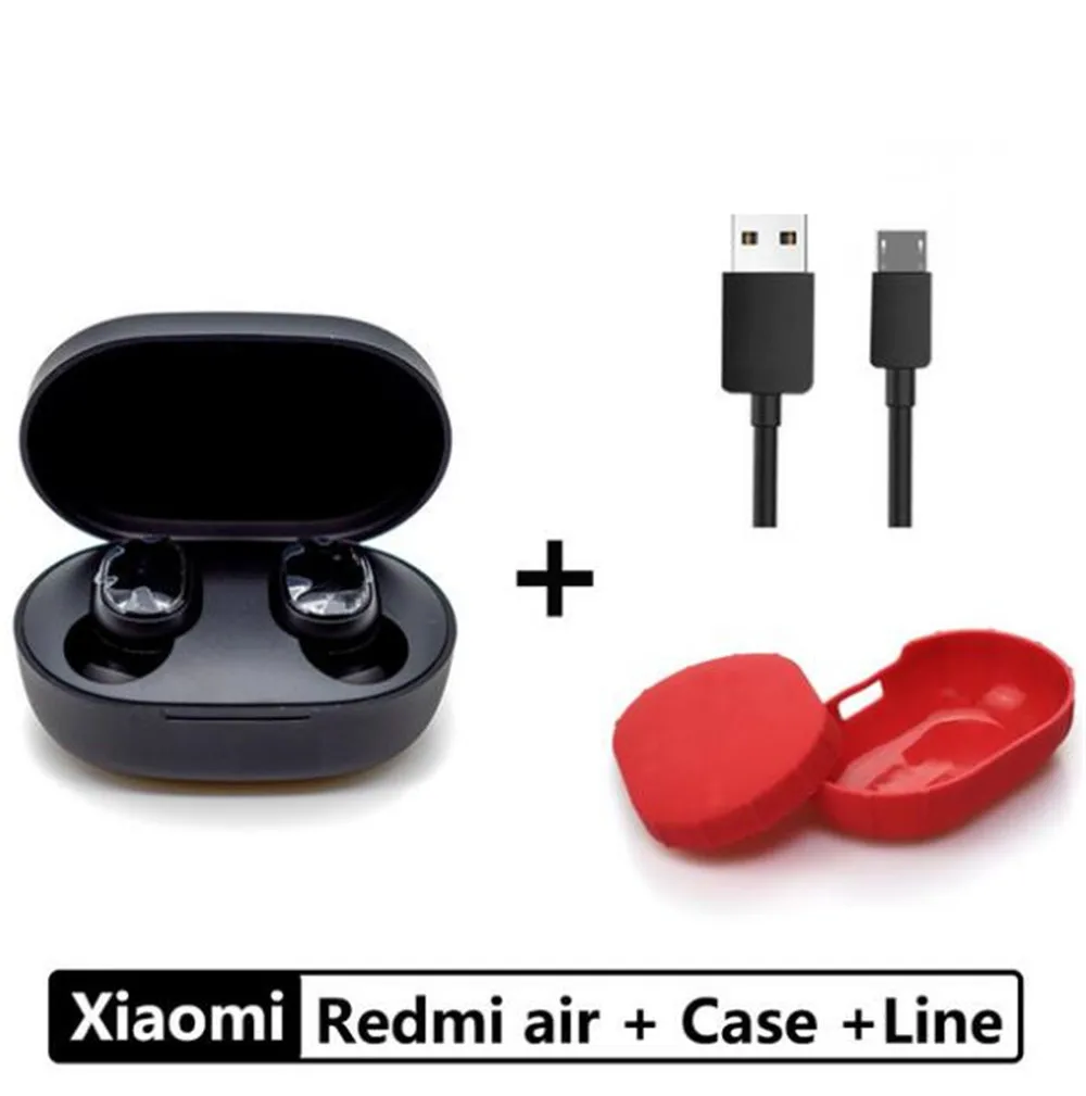 Оригинальные Xiaomi Redmi Airdots TWS Bluetooth 5,0 наушники беспроводные активные шумоподавления с микрофоном Handsfree AI управление - Цвет: add case and cable