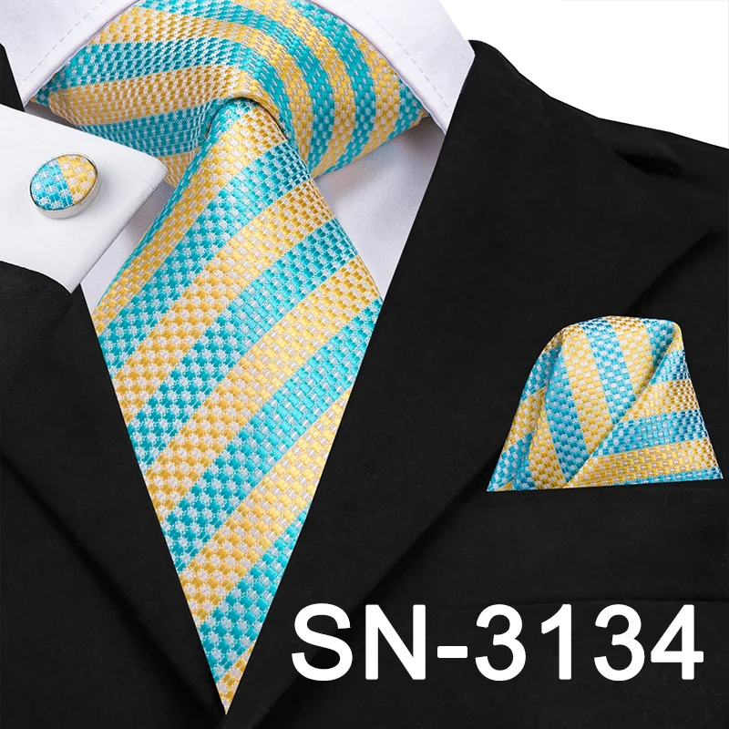 SN-3134 Hi-Tie, новинка, зеленые шелковые мужские галстуки для мужчин, 8,5 см, Классические мужские галстуки для свадебной вечеринки, набор, животные, полосатый галстук на шею и носовые платки - Цвет: SN-3134