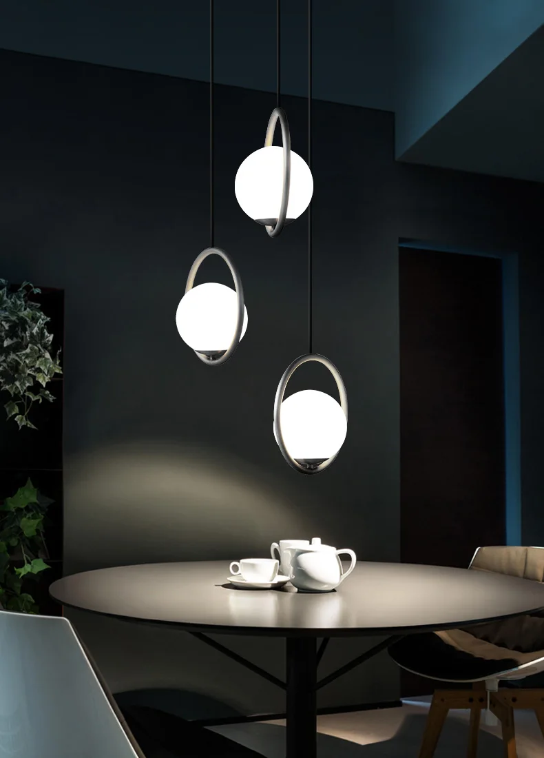 Bola de Vidro Estúdio de Design Sala de Cabeceira Loja de Luz com Lâmpadas Lustre Criativo Nórdico Luzes Penduradas Ailse Café Led 14 Design nórdico bola de vidro lustre criativo