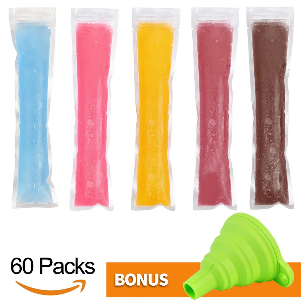 Joyoldelf 60pcs Ice Pop Bags With Foldable Funnel Diy Ice Popsicle joyoldelf-60pcs-ice-pop-bags-with-foldable-funnel-diy-ice-popsicle