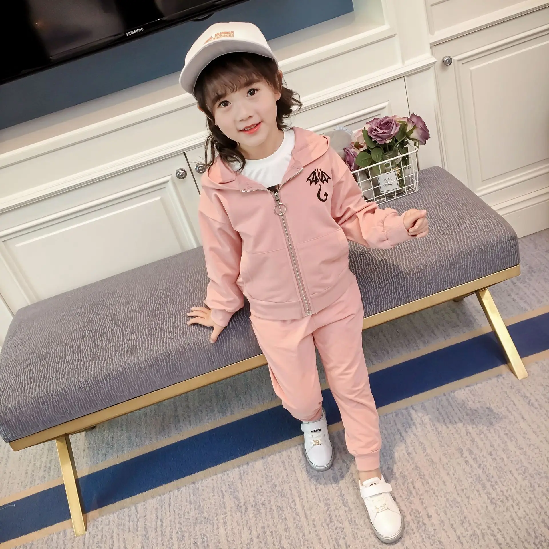 Floral Girls Suit 2018 New Children Tracksuit for Girls Kids Sport