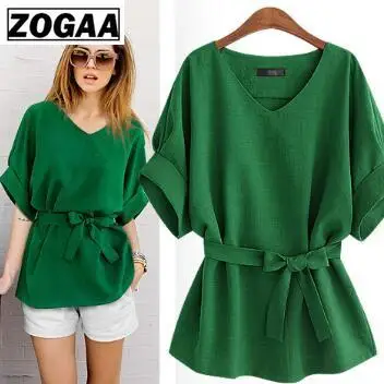 

ZOGAA 2019 Summer Vintage Batwing Sleeve Blouses Cotton And Linen Women Pure Color Shirts Pullover Ladies Elegant Tops A104