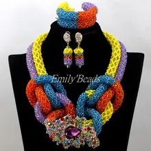 Витой Кристалл бусины ювелирный набор нигерийские Свадебные индийские свадебные украшения набор актуальный костюм ювелирные изделия AIJ824