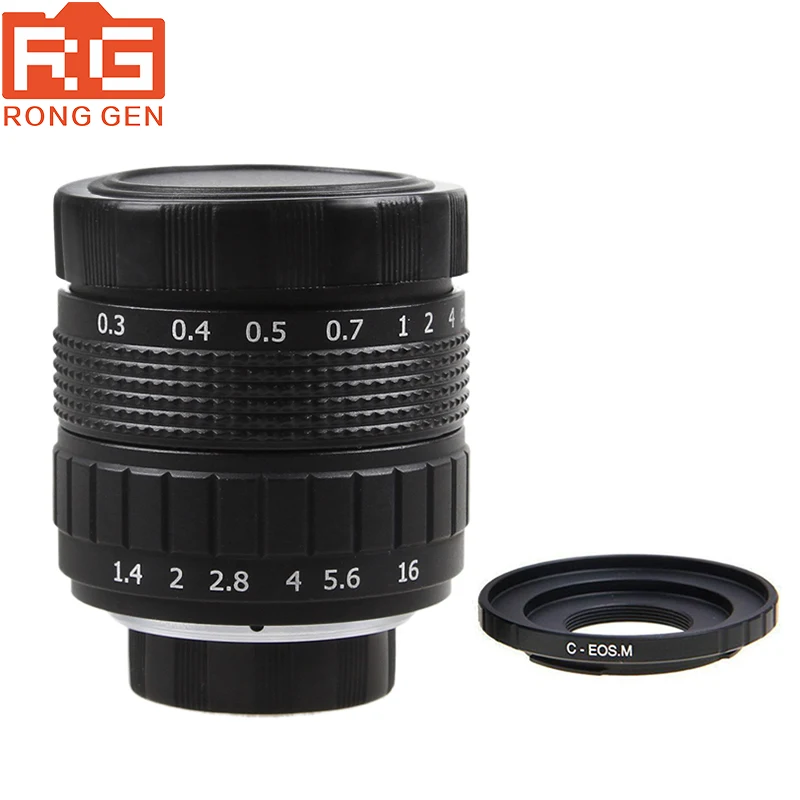 Объектив телевизионной камеры Fujian 50 мм F1.4 CC + кольцевая камера C Macro для Canon EOS M2 M3 M5