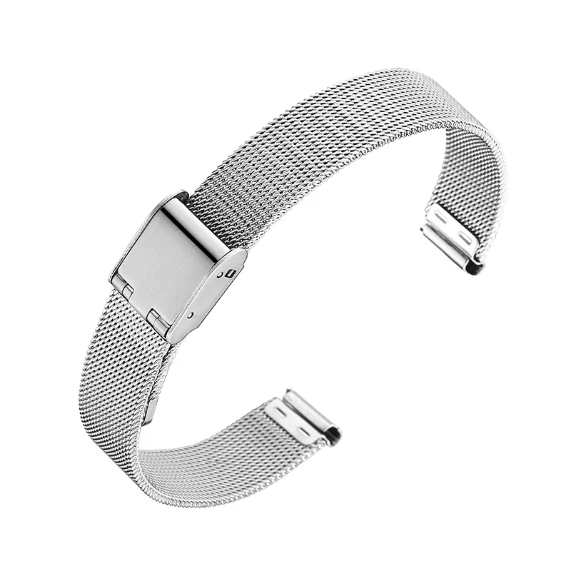 

Top Brand Mesh Stainless Steel Watch Straps Size 8mm 10mm Sliver Elegant Watches Band Mens Women Ladies Wristwatch Accessories