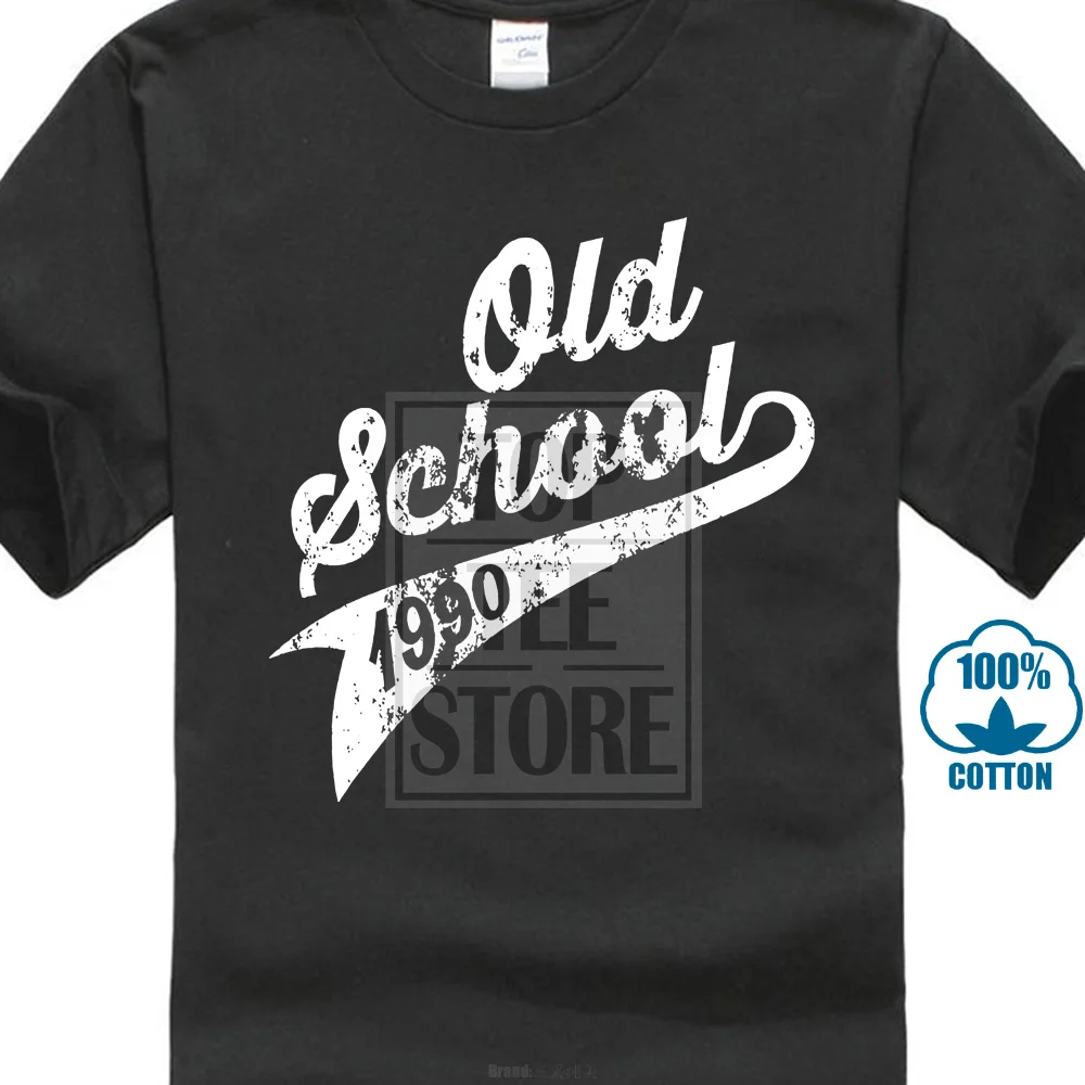 T Shirts Short Sleeve Men Cotton Novelty Cool Old School 1990 Print T
