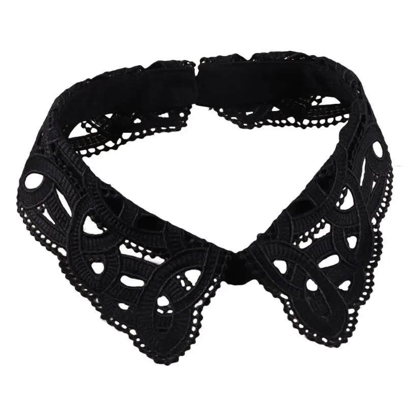 

Black White Women Lady Fake Collar Party Blouse Lace Hollow Detachable False Collar