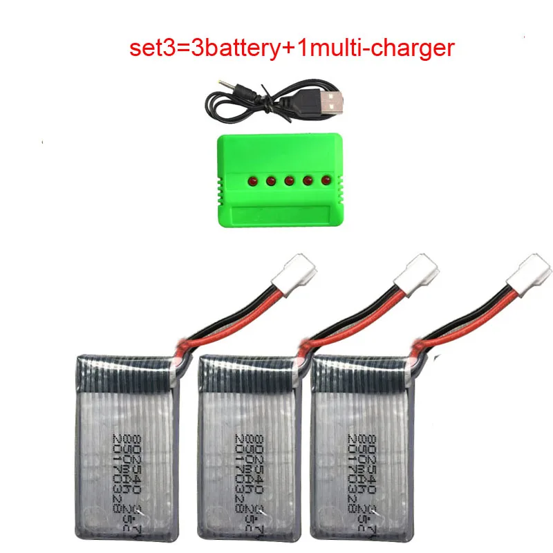 Lamsam 3,7 V 850mah li po батарея для x5c HR SH5 SH5HD x52drone RC Квадрокоптер запасные части 850mah 25C батарея - Цвет: set3