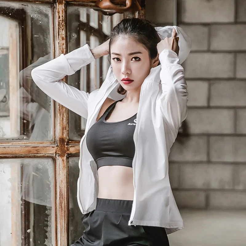 

New Women's Sports Jacket Hooded Top Female Autumn Slim Jacket Running Fitness Yoga Quick Dry Breathable Clothes
