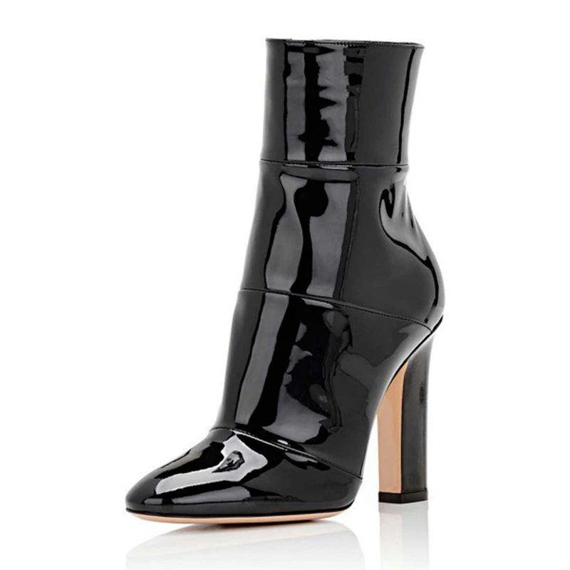 womens black chunky heel boots