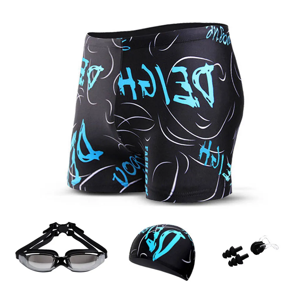 

YOUYOU Men Boy Plus Size Beach Trunks Letter print Racing Swimming Shorts Myopia Fast Drying Boxer Swim Briefs Water Sports