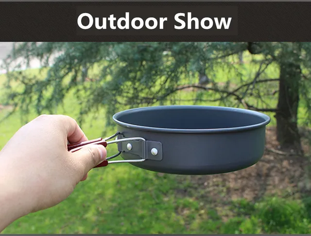 High quality Ultralight Camping Cookware Frying Pot outdoor tableware Picnic 2-3 Person Frying Pan Fry Pan Portable Single Pot 6