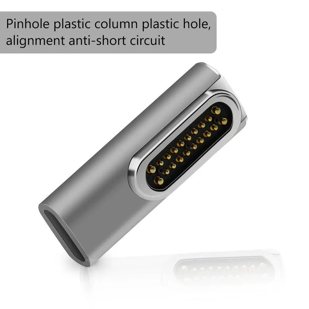 gray USB C Магнитный адаптер переменного тока, 20-pin Магнитный USB C 3,1 конвертер адаптер переменного тока, поддержка 100W PD, 10Gbp/s данных, видео в формате 4K с функцией быстрой зарядки - Цвет: gray