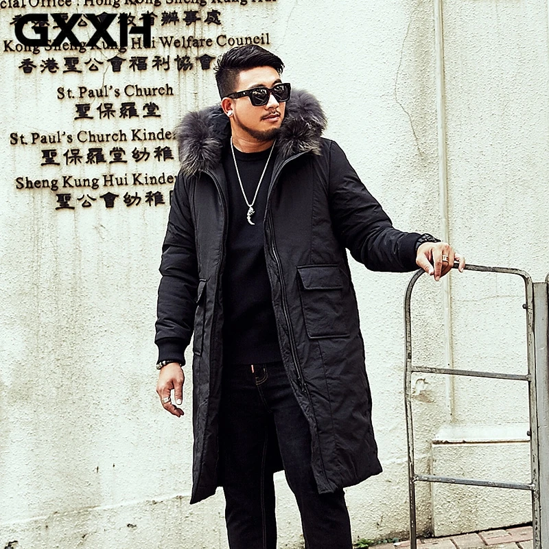 

GXXH Winter Jacket Men 2018 Brand Fashion Warm Parka Plus Big Size Men Fur Hooded Collor Thicken Man Oversize Long Coat Outwears