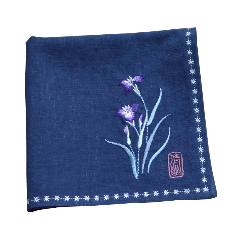  Plum Blossom Bamboo Chrysanthemum Vintage Fashion Chinese Embroidery Flower Handkerchief Birthday G