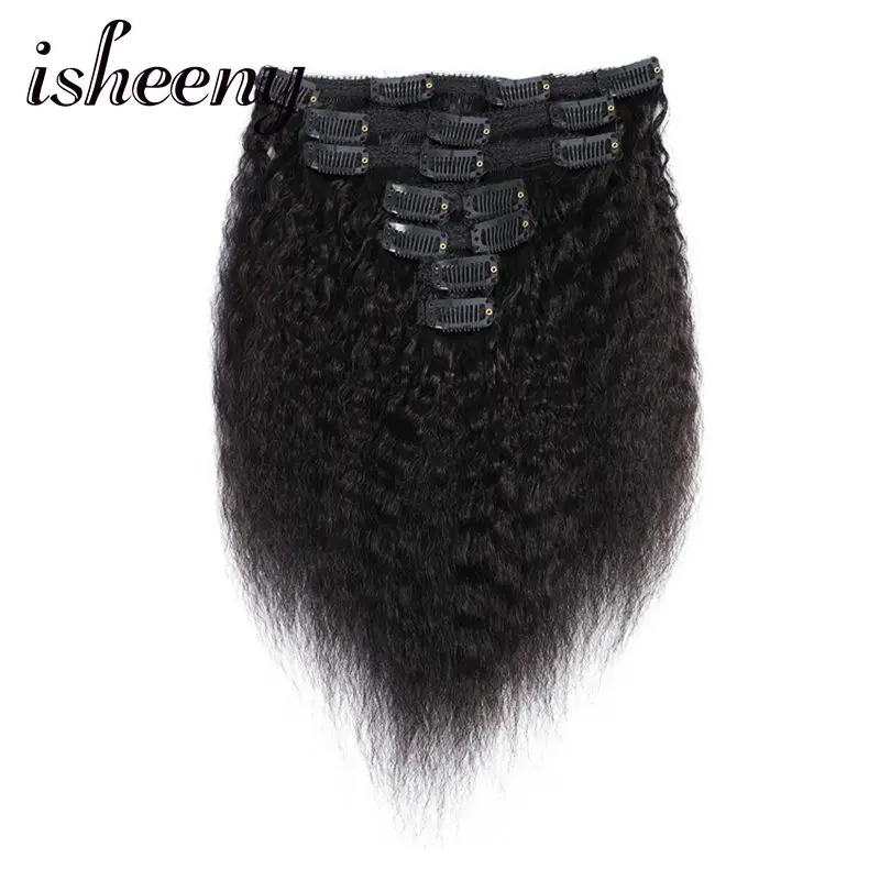 

7pcs 100g Human Hair Clip In Extensions Natural Color Kinky Straight Brazilian remy Clip On Strandard Shipping