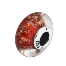 DIY подходит для браслетов Pandora Red Twinkle Murano glass Beads Стерлинговое Серебро ювелирные подвески