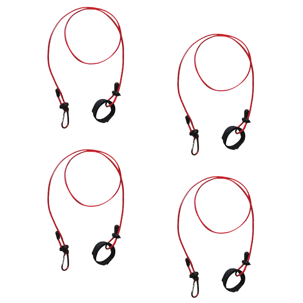 4 Pieces Universal Adjustable Kayak Canoe Paddle Leash Safety Fishing Rod Leash Rowing Boats Coiled Lanyard Cord Tie Rope