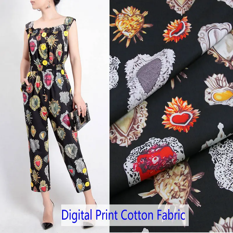 

sacred heart digital print cotton fabric,60S cotton poplin for women summer dress skirt clothing Sewing DIY tissus au metre