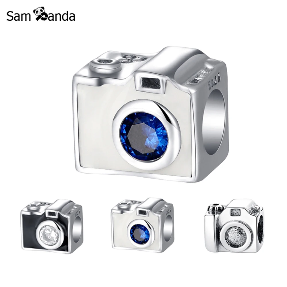 

Authentic 925 Sterling Silver Beads Charm Vintage Blue Snapshots Camera Charms Fit Pandora Bracelets & Bangles Women DIY Jewelry