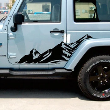 

Snow Car sticker Mountain Pair Black Graphics Car Side Decal Decor 2pcs Auto