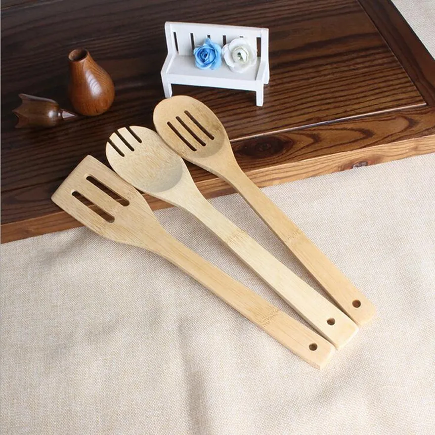 

1Pcs Rice Kitchen Holder Food Cooking Utensils Wok Spoon Slotted Tool Hot Shovels Bamboo Wood