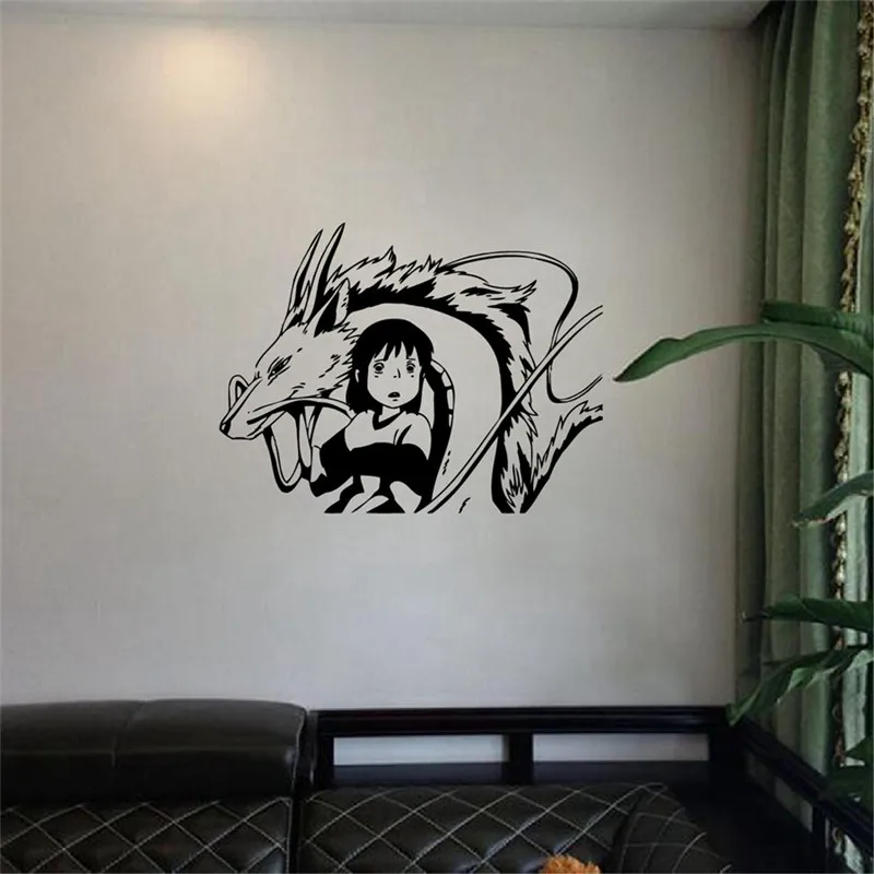 Japanese anime style wall stickers Spirited Away Inspired Chihiro & Kohaku Vinyl Wall Art Decal