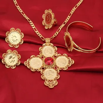 

Bangrui New Traditional Ethiopian Wedding Jewelry Sets Gold Color Jewelry Bridal Romantic Jewelry for Women