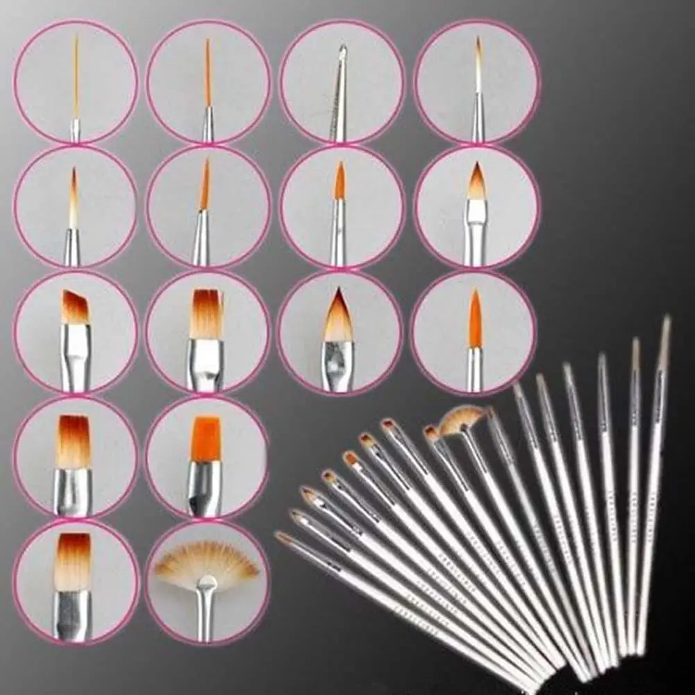 

2018 HOT Selling 15pcs White Nail Brush Brushes Set Nail Paint Design Pen Tools for False Nail Tips UV Nail Gel Polish