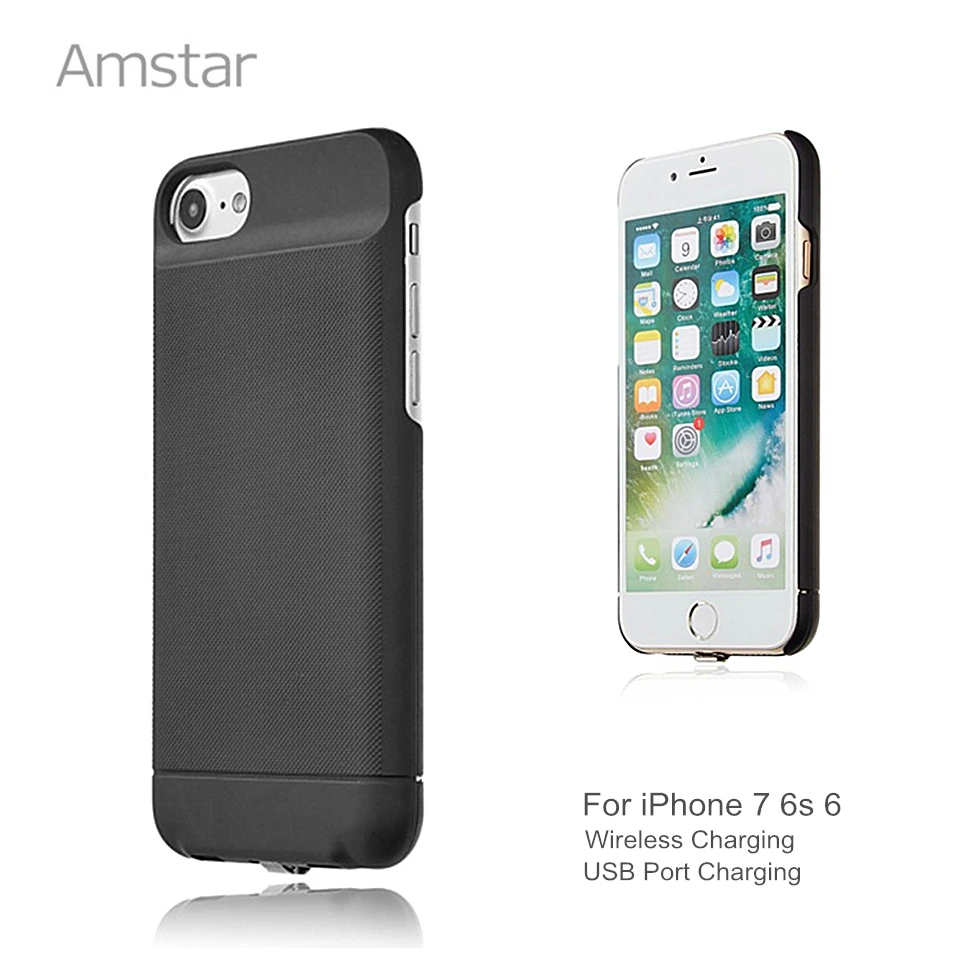 Amstar Qi Беспроводное зарядное устройство приемник чехол для iphone 7 6S 6 3в1